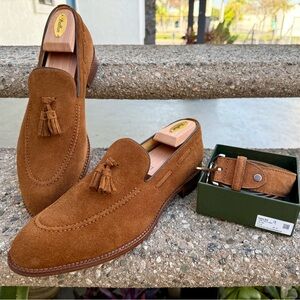 Beckett Simonon Tan Suede Tassel Loafers